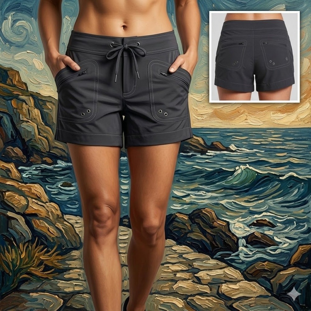 Athleta Womens Black Board Shorts 691934 Size 6 Hiking Utility Techwear Gorpcore
